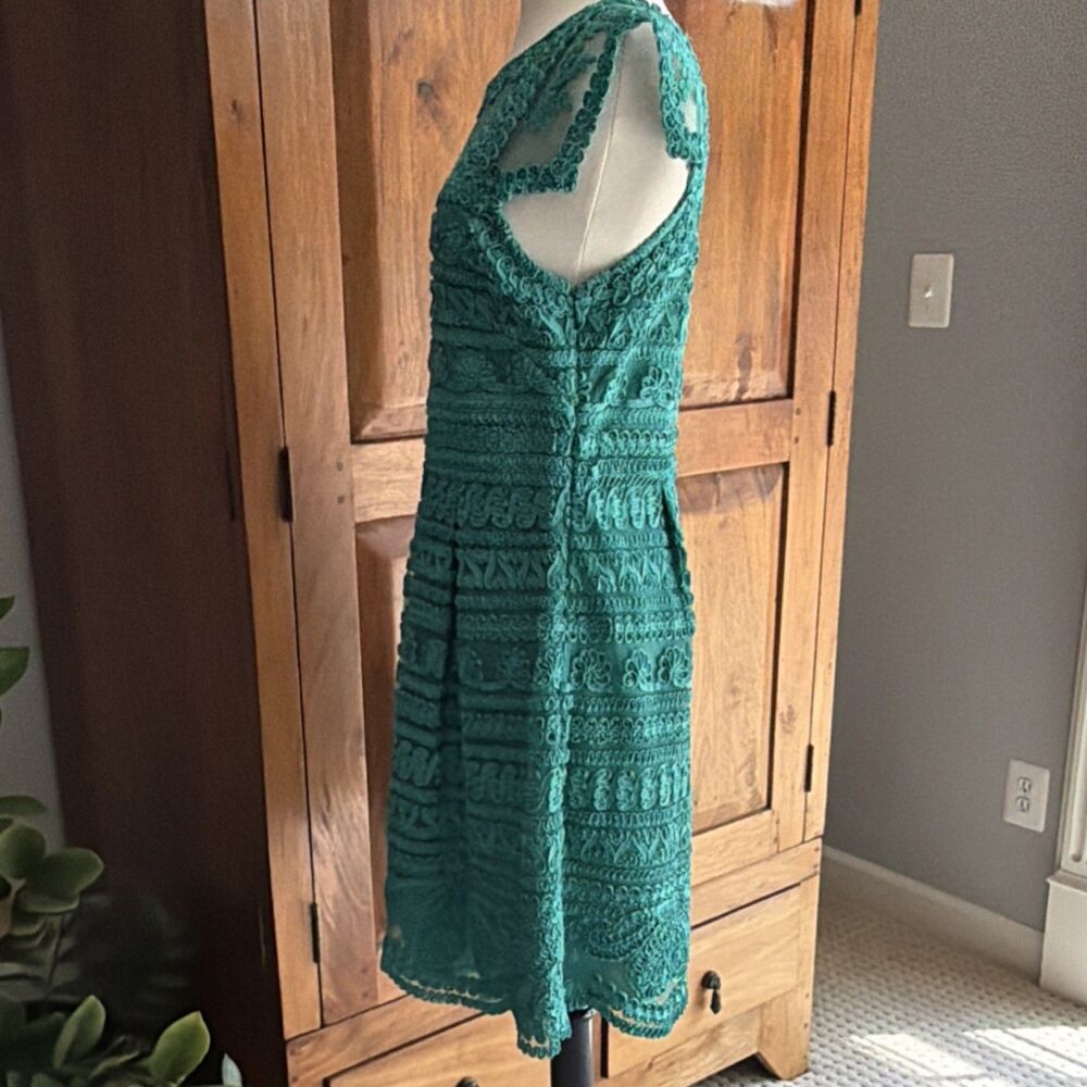 Yoana Baraschi Anthropologie Teal Lace Embroidered A-Line Dress 6 - Picture 4 of 6